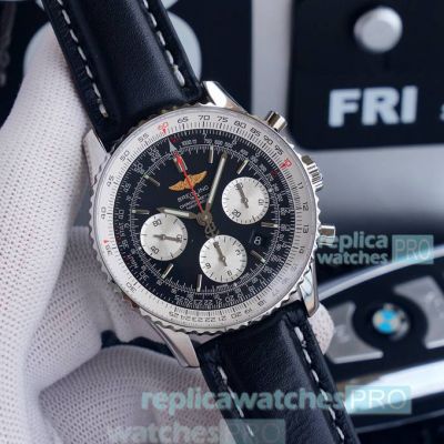 Swiss Replica Breitling Navitimer 1 Watch Black Leather 43 mm